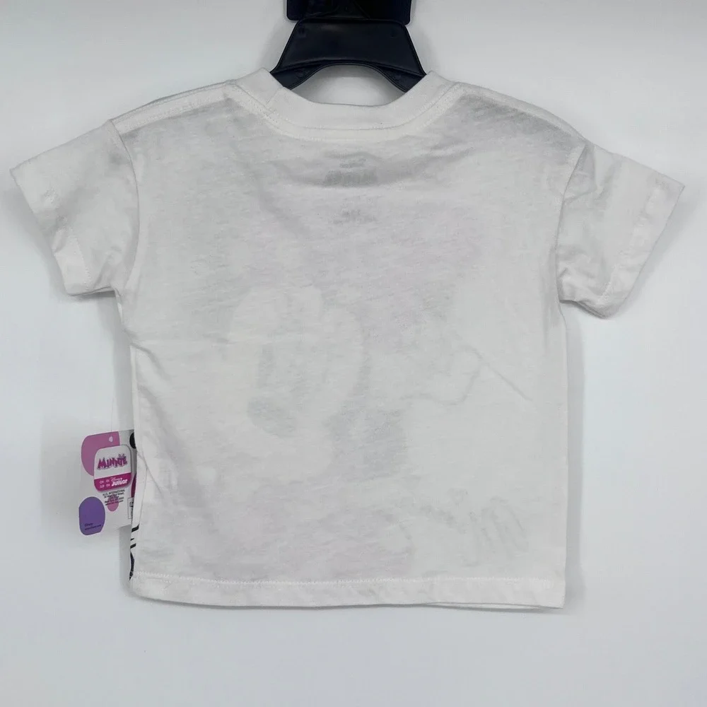 NWT Disney Junior‎ Minnie Mouse T-Shirt Kids 12M White Pink Polka Dot Graphic